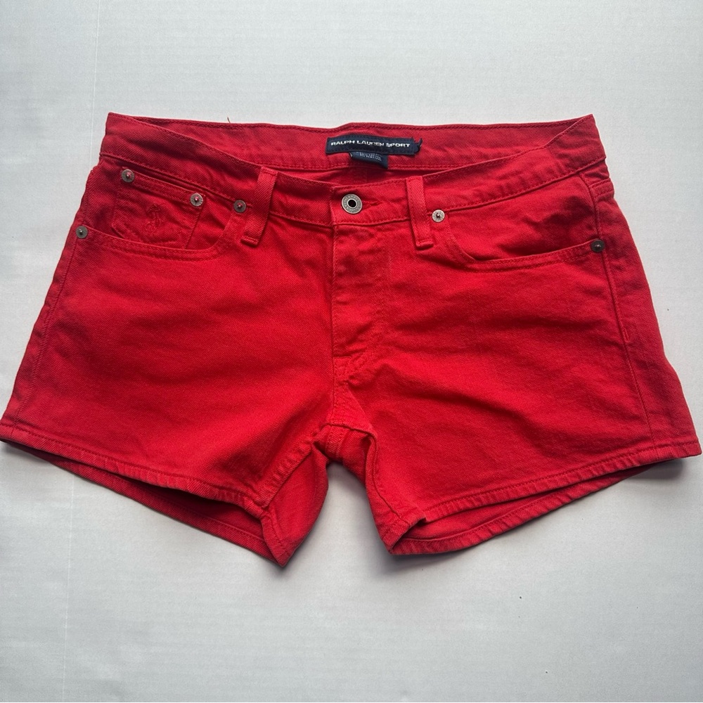 Ralph Lauren Sport Women's Red Stretch Cotton Classic Jean Shorts